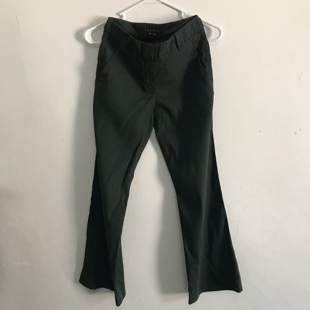 Theory Olive Green Linen Pants size 00 / xxs